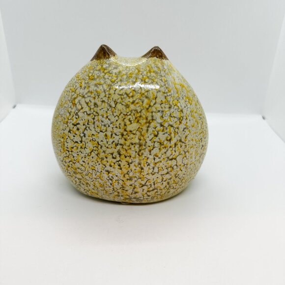 SOLD Vtg Fat Cat Kitty Figurine Redware Pottery Spongeware Ceramic Folk Art - Picture 4 of 6